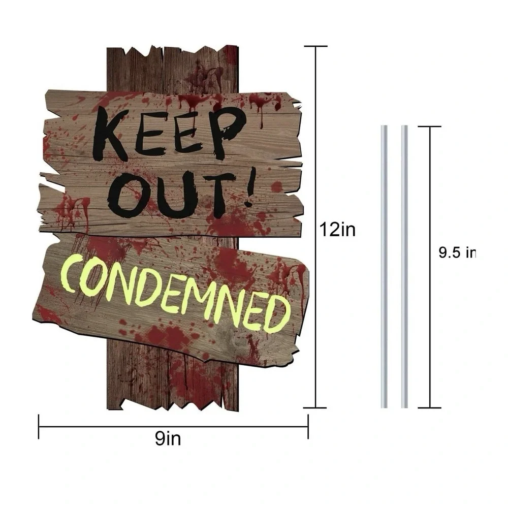 3 Halloween Yard Signs With‎ Stakes Scary Keep Out Danger